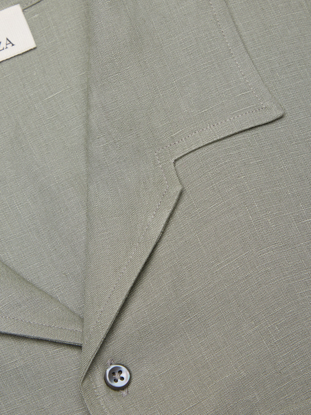 Linen Stretch Bowling Shirt S/S | Sage Green