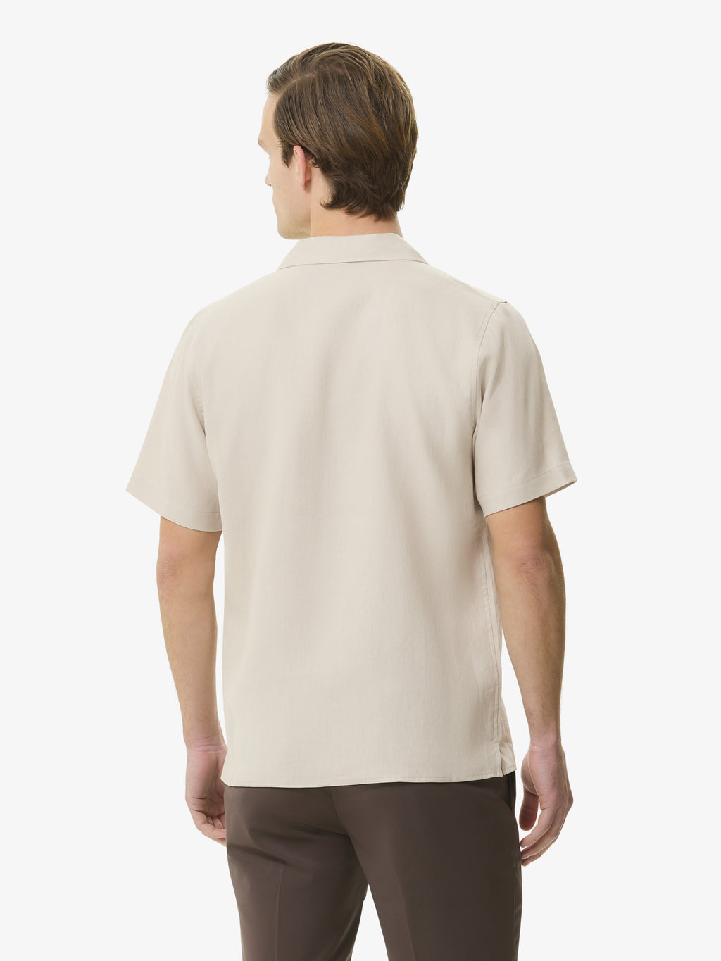 Linen Stretch Bowling Shirt S/S | Light Beige