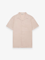 Linen Stretch Bowling Shirt S/S | Light Beige