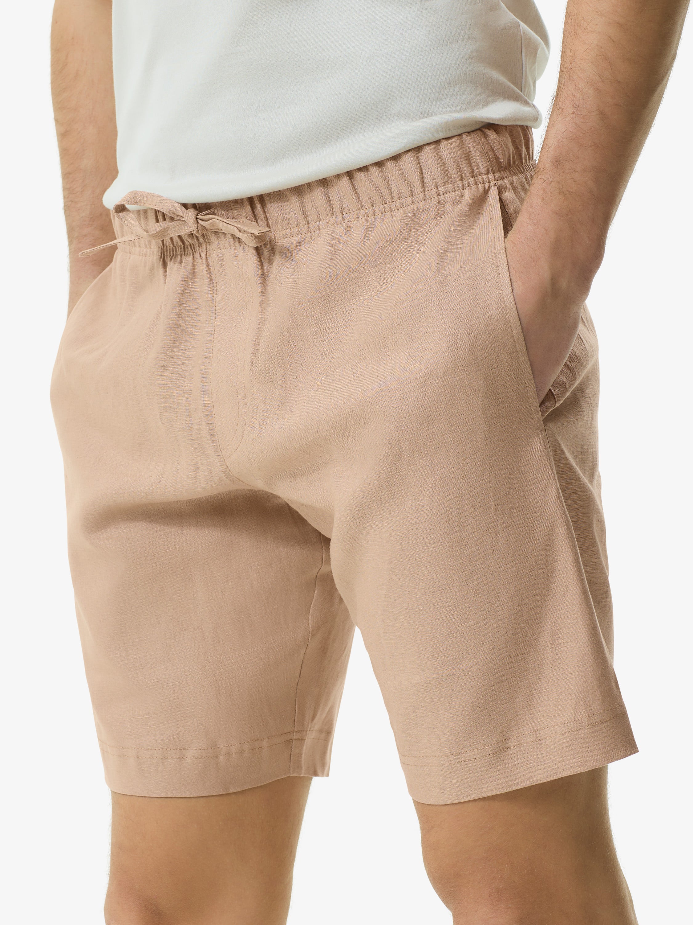 Linnen Stretch Sportshorts | Hazelnoot