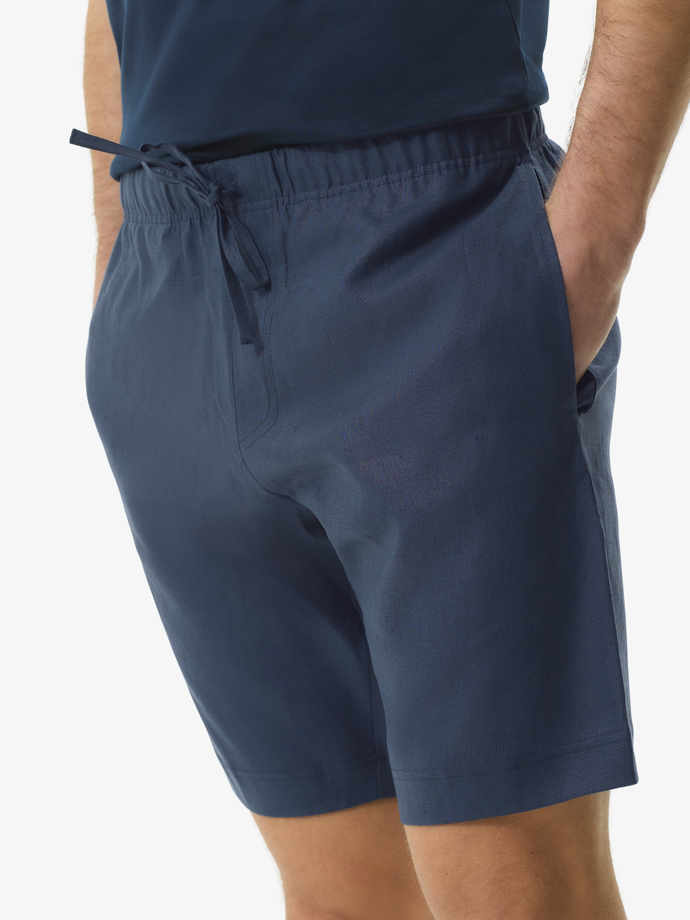 Linen Stretch Sport Shorts | Navy