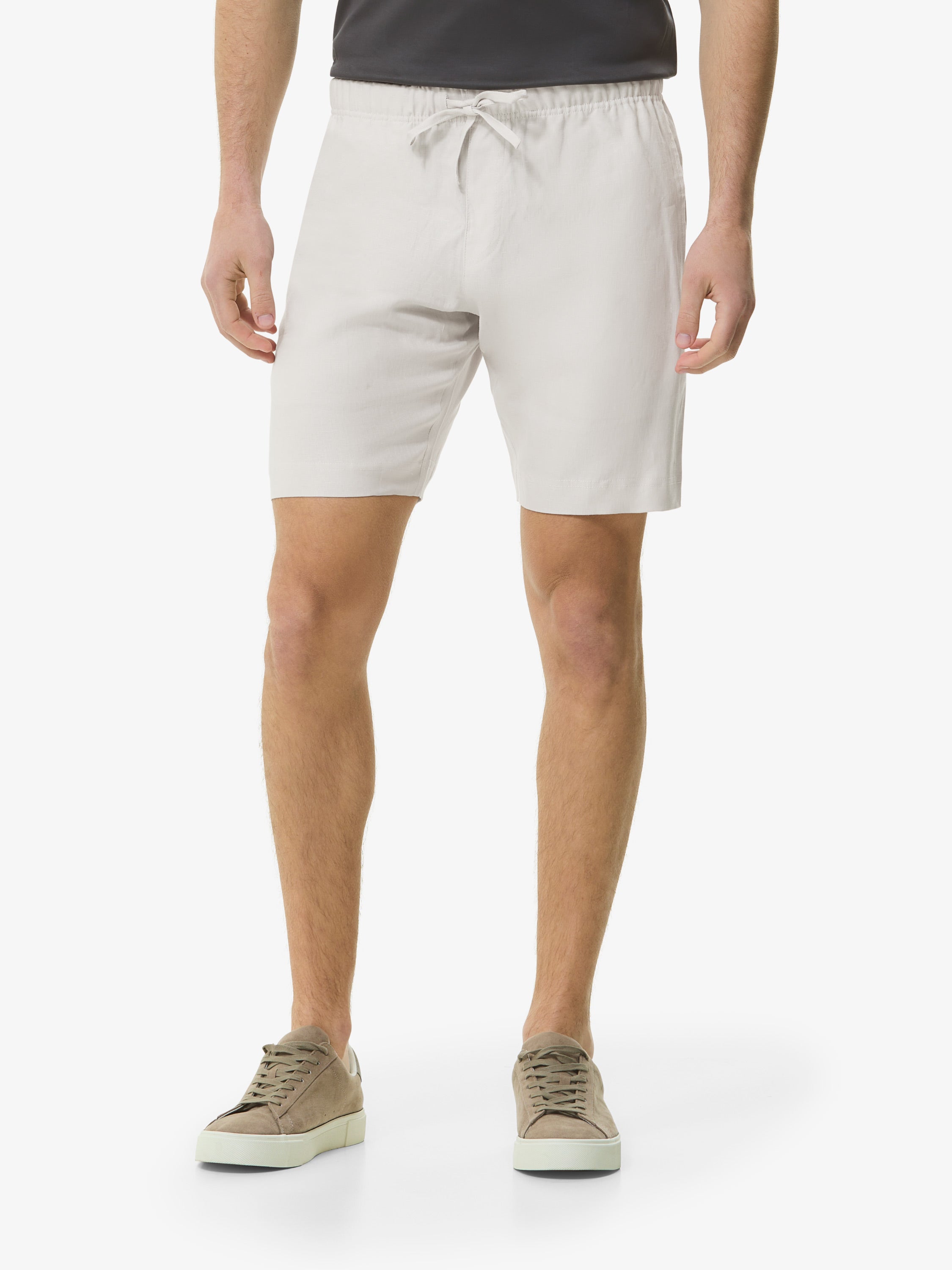 Linen Stretch Sport Shorts | Light Grey