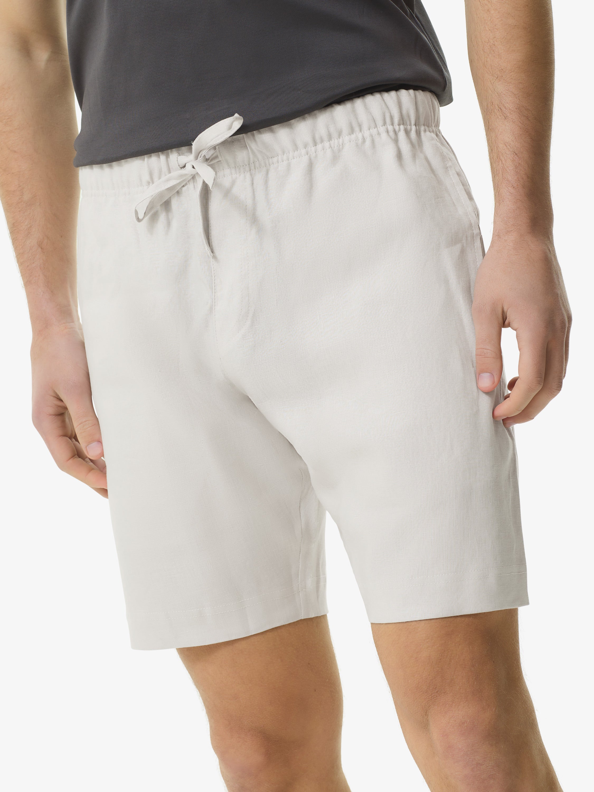 Linen Stretch Sport Shorts | Light Grey