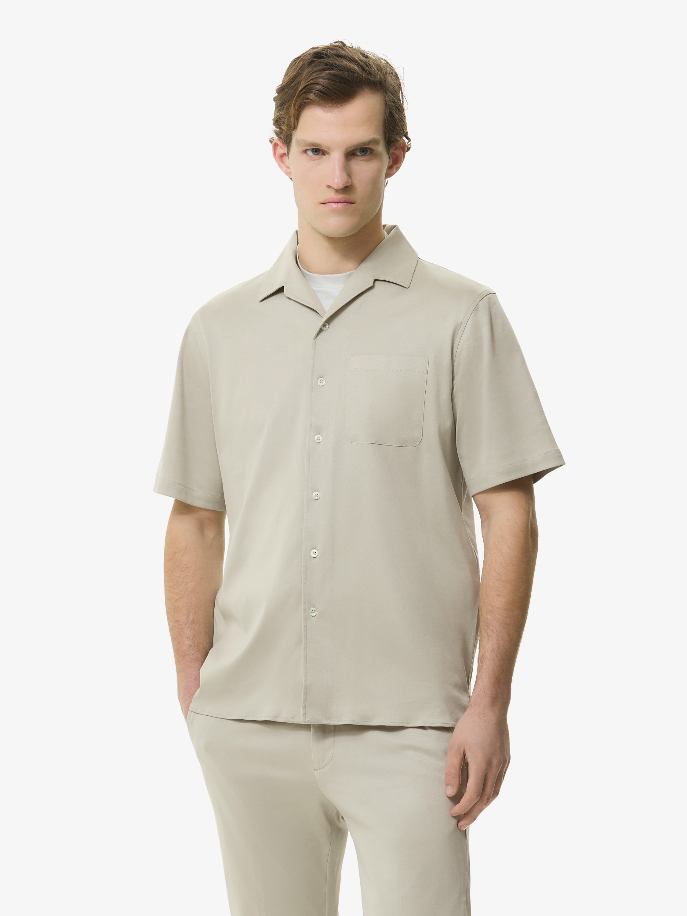 Supima Bowling Shirt S/S | Stone