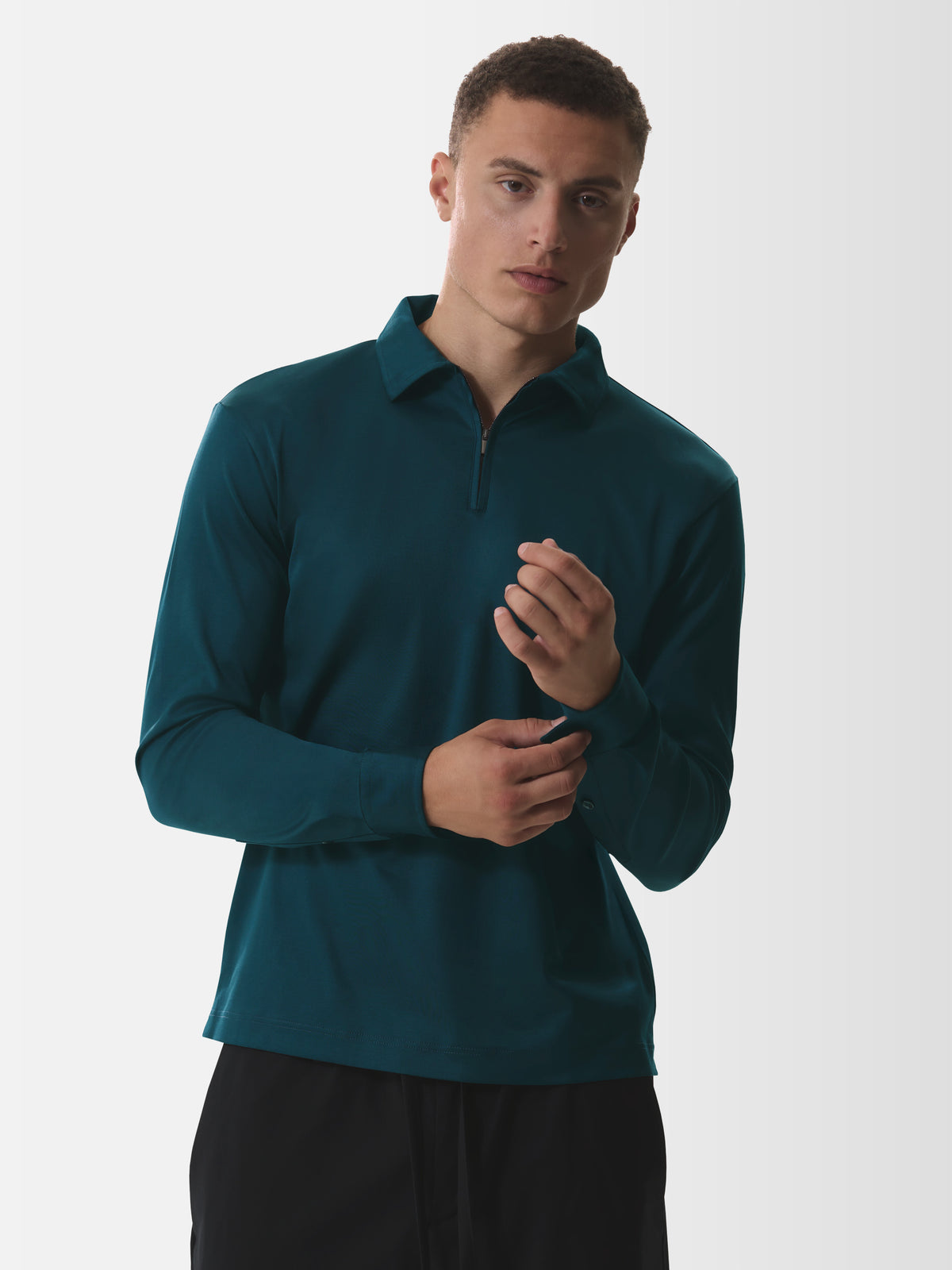 Supima Polo Zip Collar L/S | Firefly