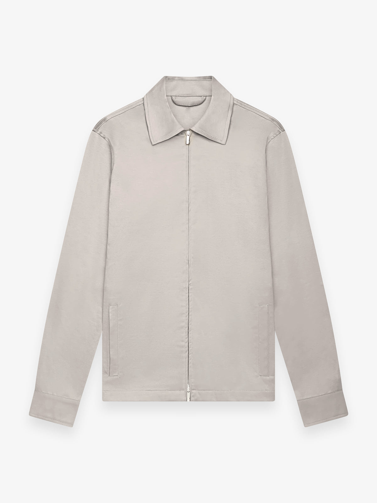 Supima Zip Overshirt | Pearl Grey