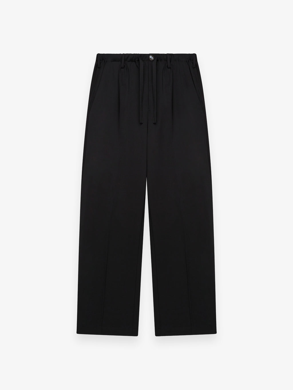 Wool Stretch Barrel Leg Trousers | Black