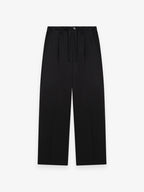 Wool Stretch Barrel Leg Trousers | Black