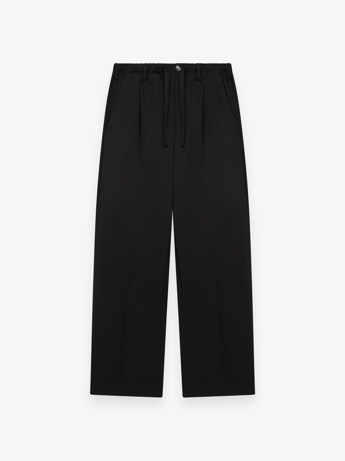 Wool Stretch Barrel Leg Trousers | Black