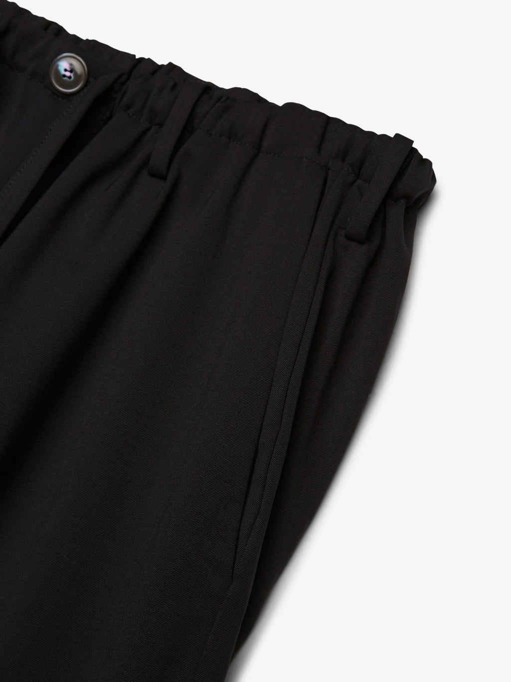 Wool Stretch Barrel Leg Trousers | Black