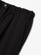 Wool Stretch Barrel Leg Trousers | Black