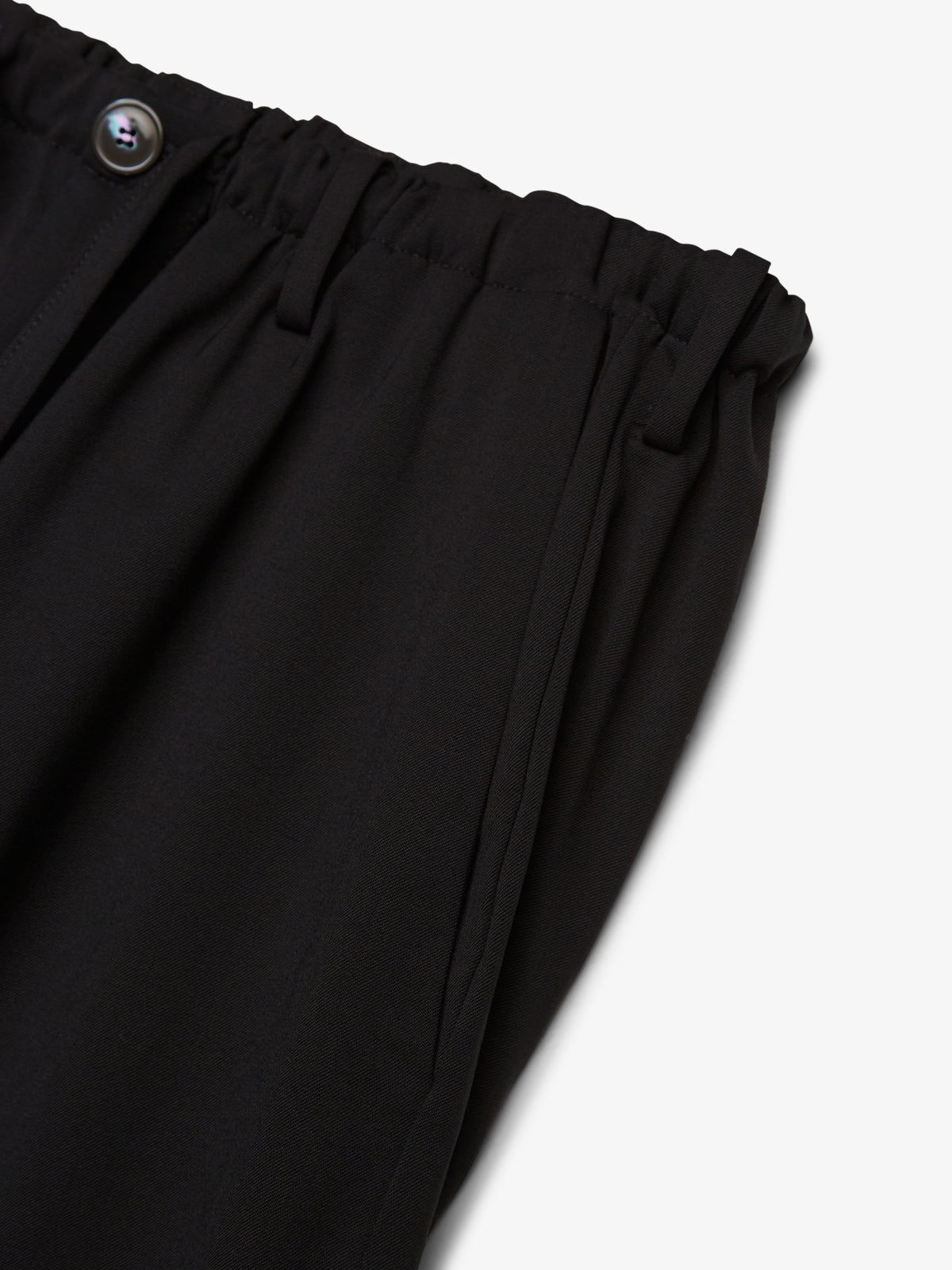 Wool Stretch Barrel Leg Trousers | Black