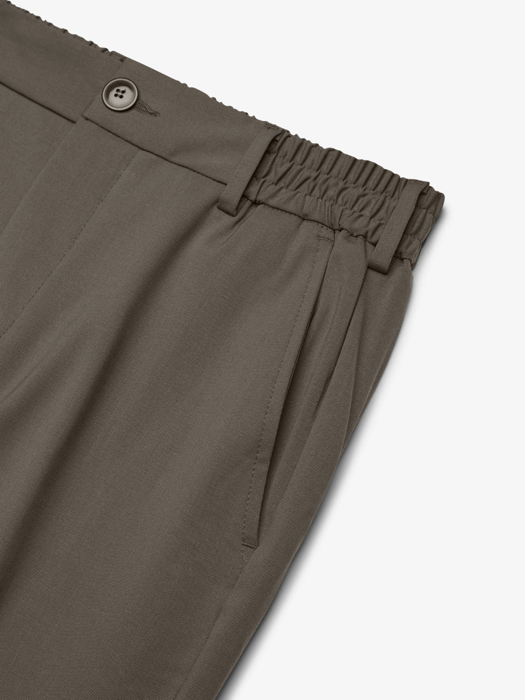 Wool Stretch Tapered Trousers | Taupe