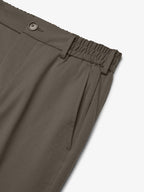 Wool Stretch Tapered Trousers | Taupe