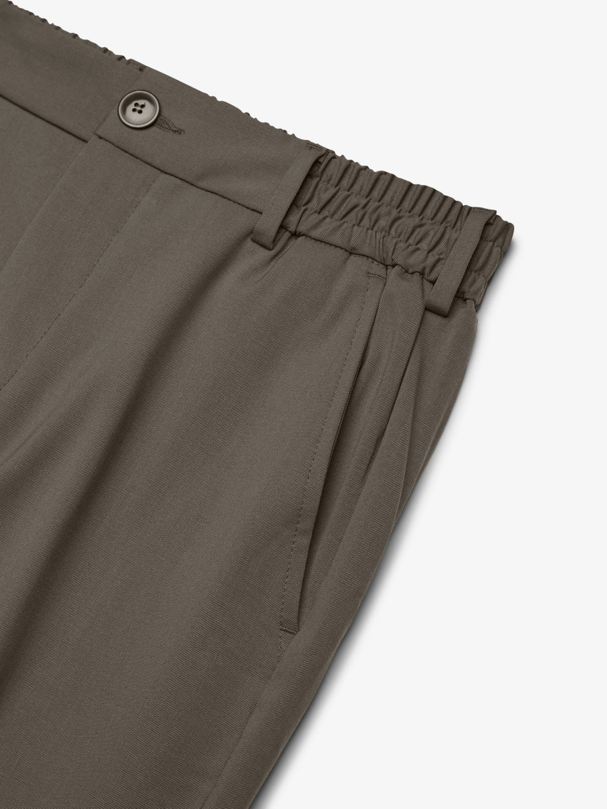 Wool Stretch Tapered Trousers | Taupe