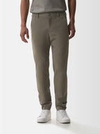 Wool Stretch Tapered Trousers | Taupe