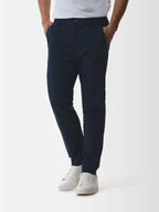 Wool Stretch Tapered Trousers | Dark Navy