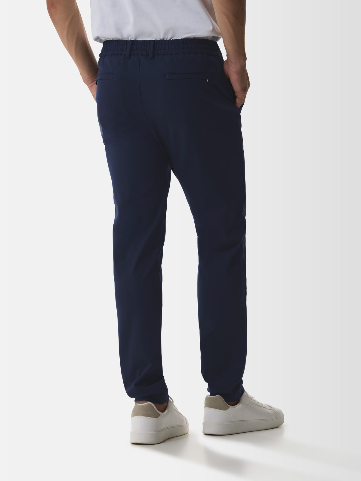 Wool Stretch Tapered Trousers | Dark Navy