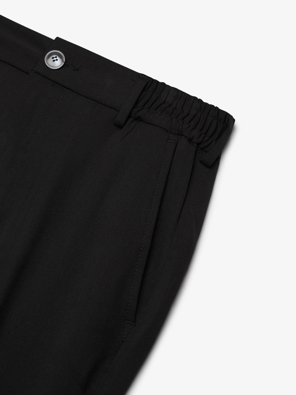 Wool Stretch Tapered Trousers | Black