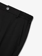 Wool Stretch Tapered Trousers | Black
