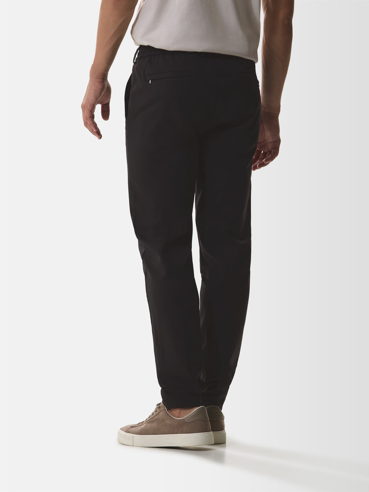 Wool Stretch Tapered Trousers | Black