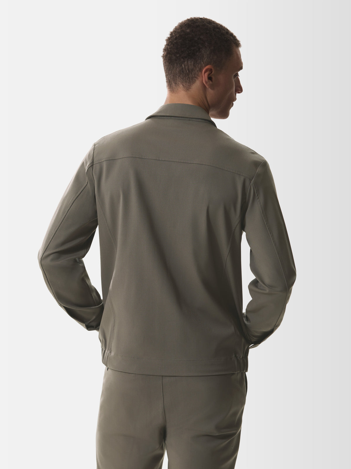 Wool Stretch Bowling Jacket | Taupe