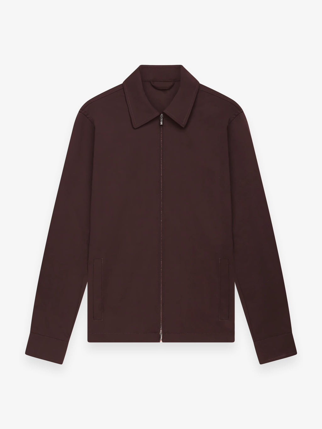 Wool Stretch Zip Overshirt | Dark Bordeaux