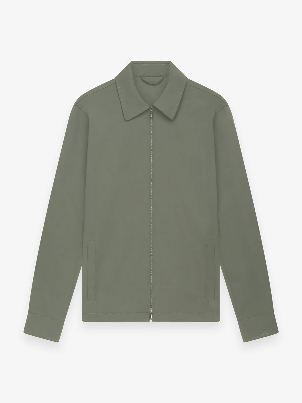 Wool Stretch Zip Overshirt | Sage Green