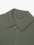 Wool Stretch Zip Overshirt | Sage Green