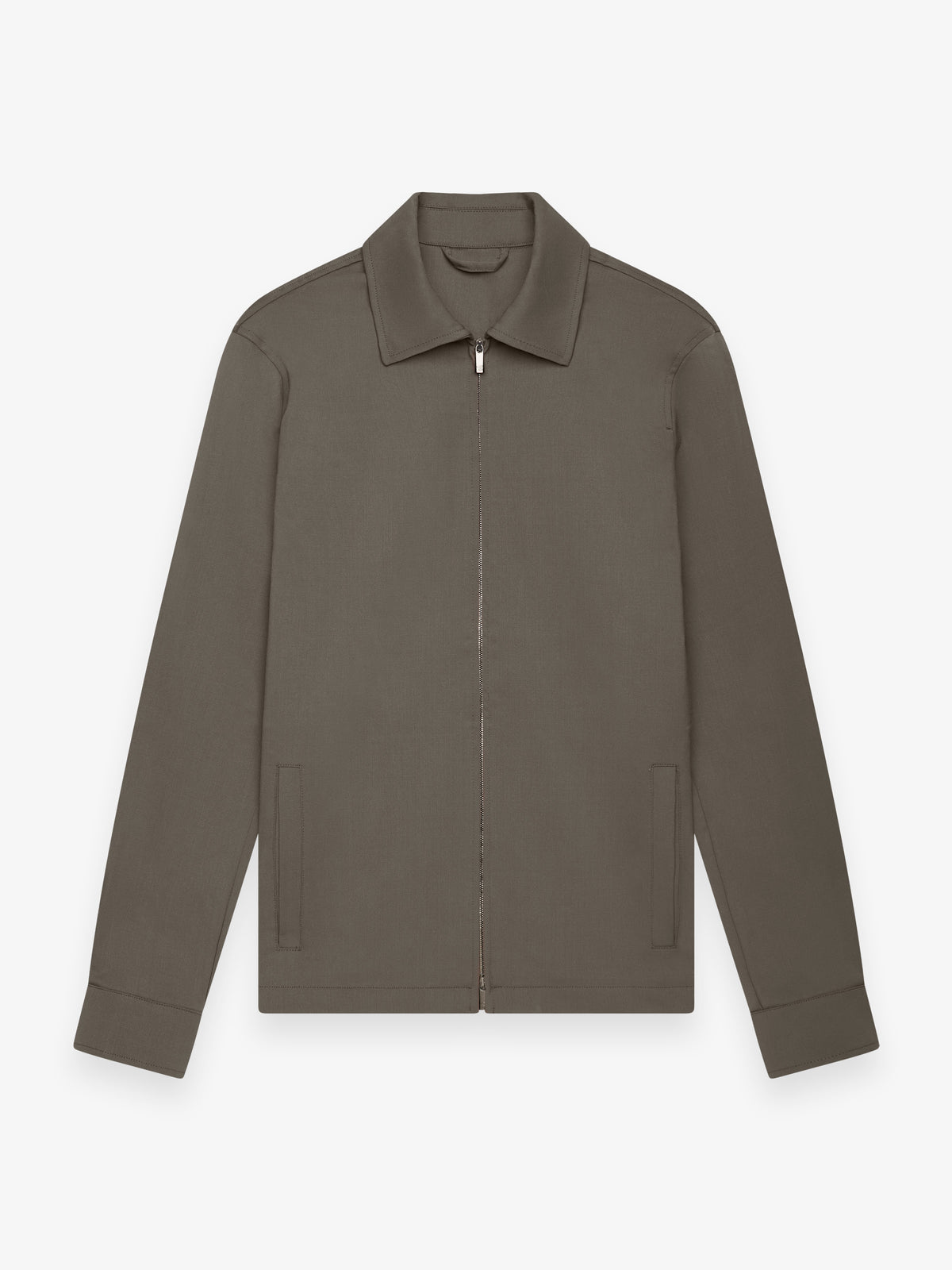 Wool Stretch Zip Overshirt | Taupe