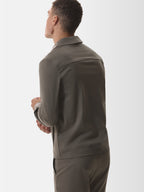 Wool Stretch Zip Overshirt | Taupe