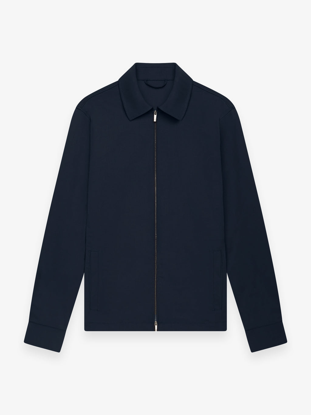 Wool Stretch Zip Overshirt | Dark Navy
