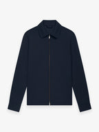 Wool Stretch Zip Overshirt | Dark Navy
