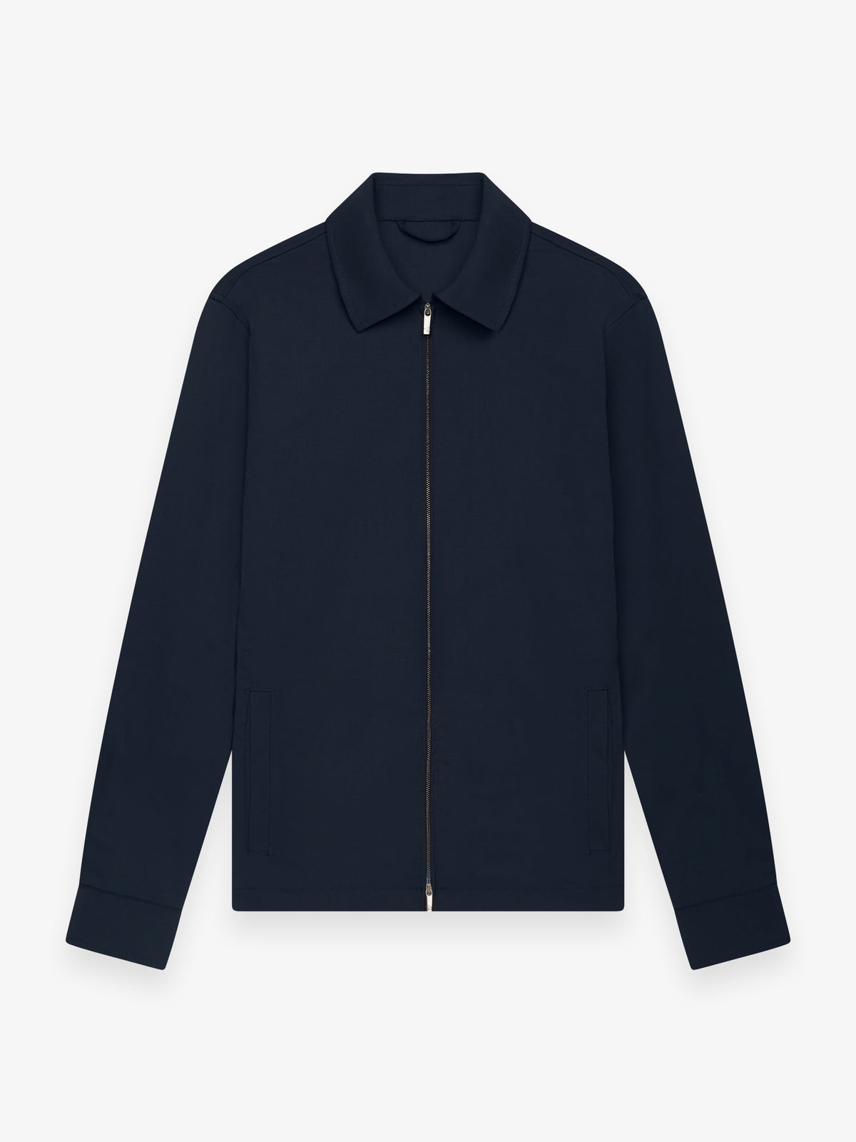 Wool Stretch Zip Overshirt | Dark Navy