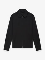 Wool Stretch Zip Overshirt | Black
