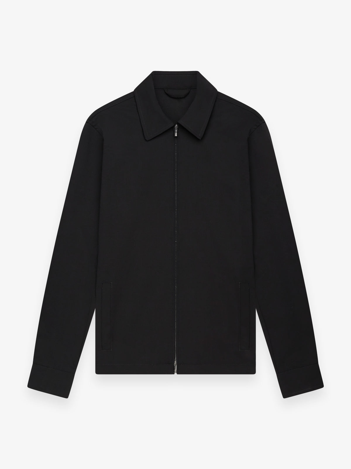 Wool Stretch Zip Overshirt | Black