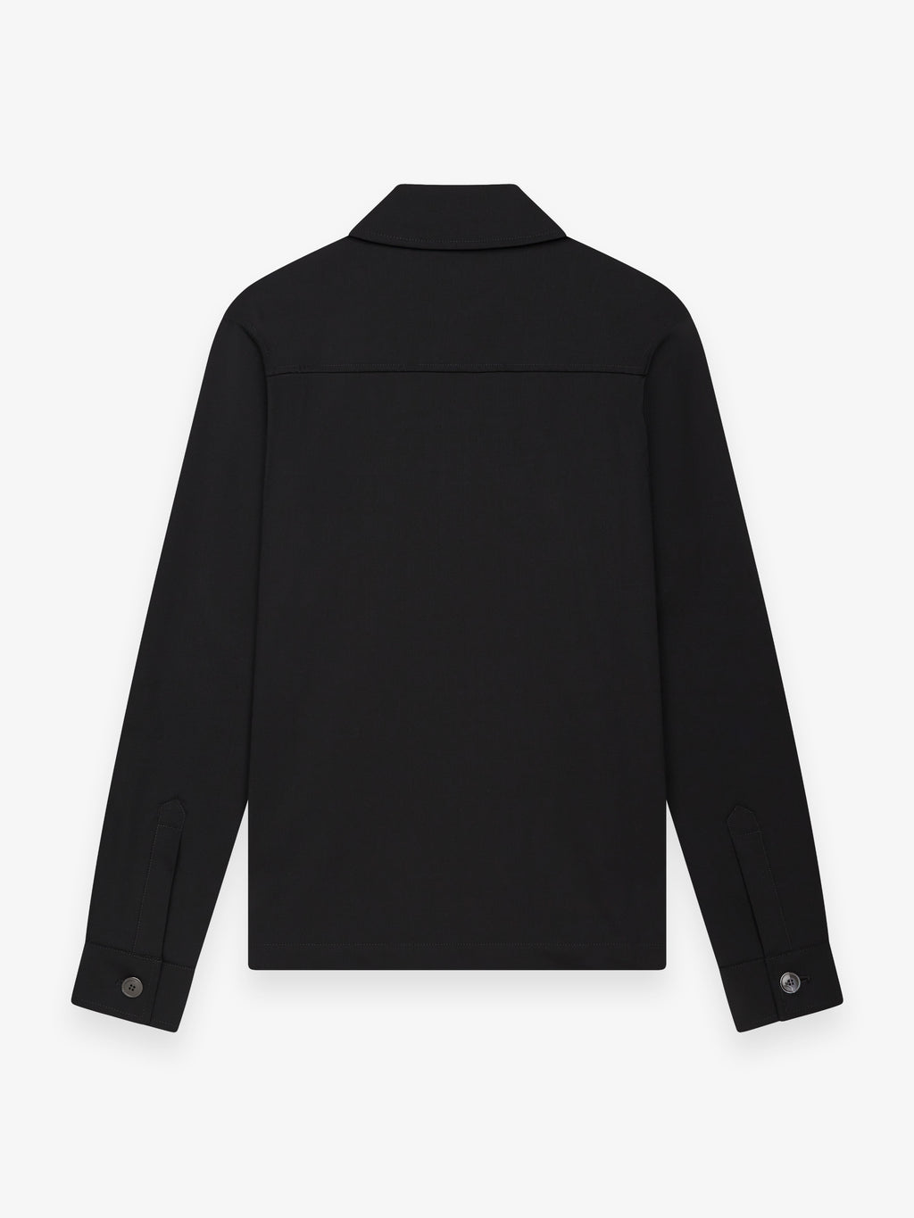 Wool Stretch Zip Overshirt | Black