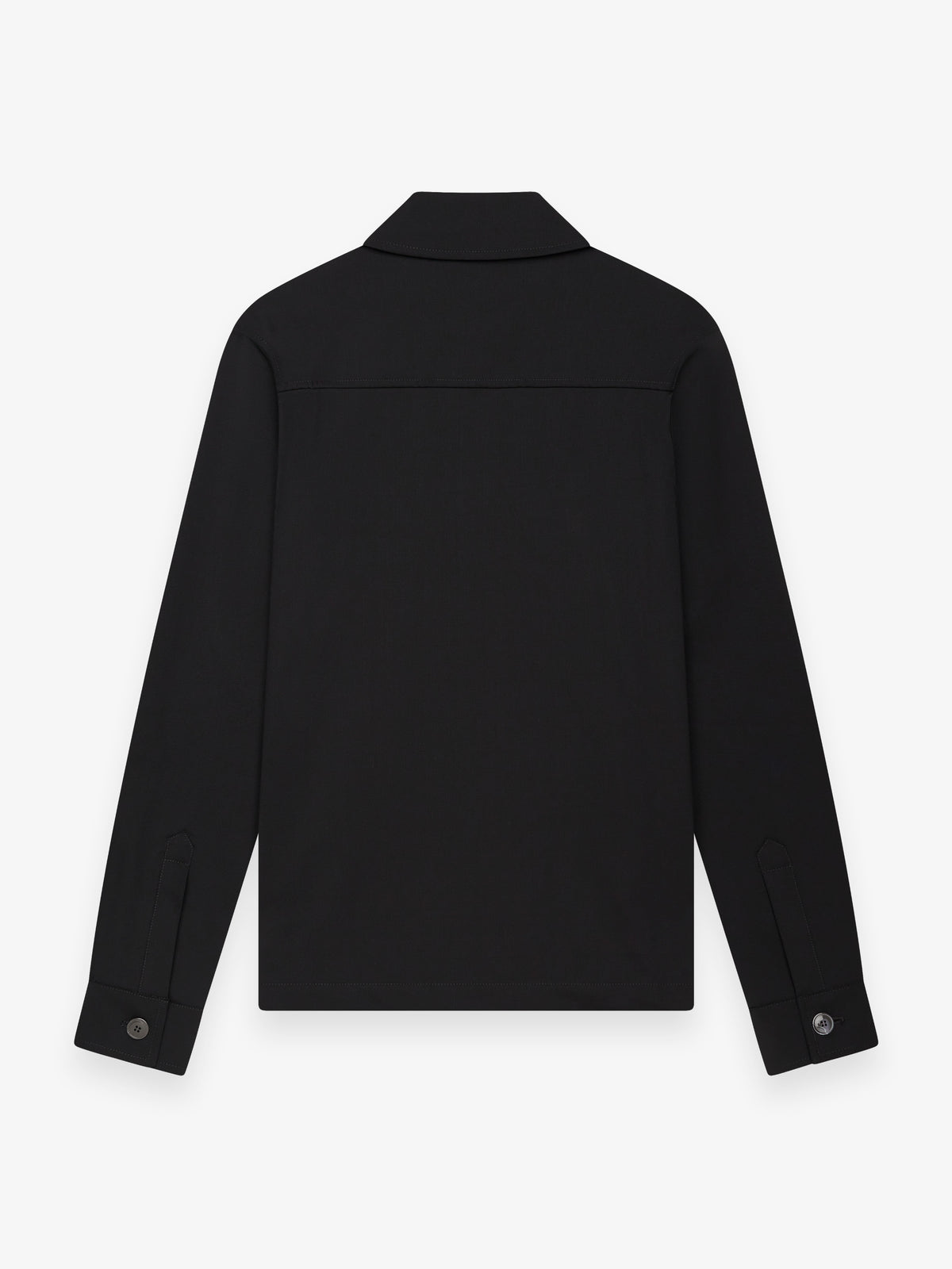 Wool Stretch Zip Overshirt | Black