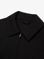 Wool Stretch Zip Overshirt | Black