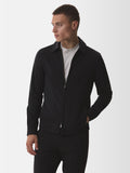Wool Stretch Zip Overshirt | Black