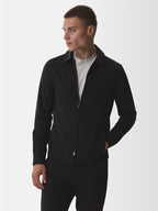 Wool Stretch Zip Overshirt | Black