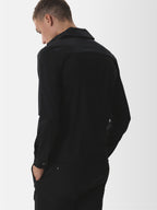 Wool Stretch Zip Overshirt | Black