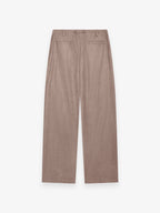 Flannel Stretch Barrel Leg Trousers | Light Taupe Melange