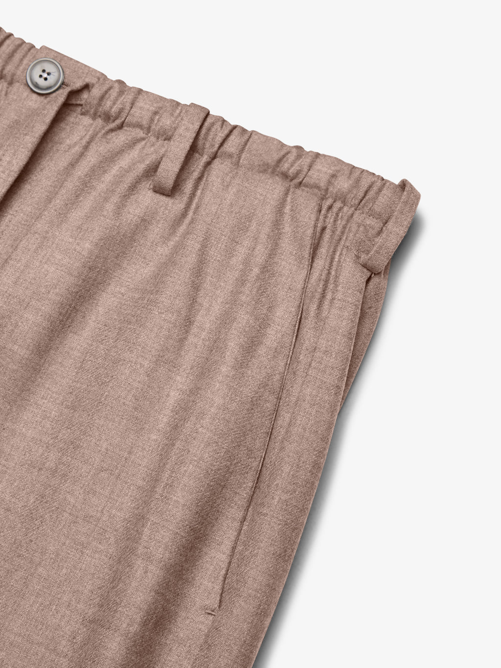 Flannel Stretch Barrel Leg Trousers | Light Taupe Melange