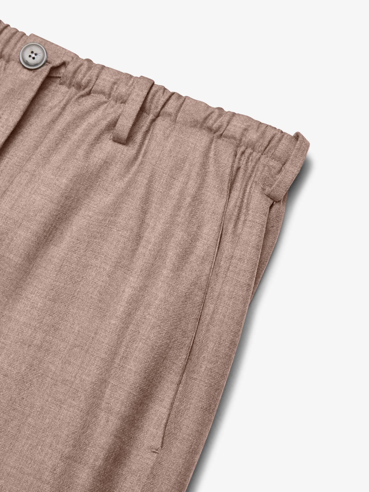 Flannel Stretch Barrel Leg Trousers | Light Taupe Melange