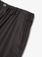 Flannel Stretch Barrel Leg Trousers | Dark Brown Melange