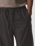 Flannel Stretch Barrel Leg Trousers | Dark Brown Melange