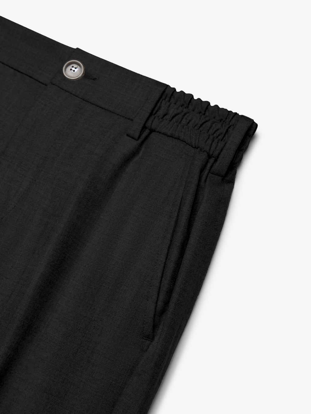 Flannel Stretch Tapered Trousers | Black