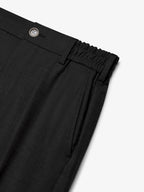 Flannel Stretch Tapered Trousers | Black