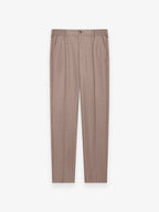 Flannel Stretch Tapered Trousers | Light Taupe Melange